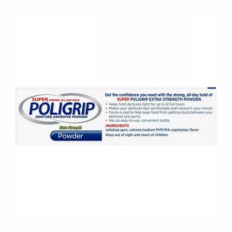 Super Poligrip, Denture Adhesive Powder Extra, 1.6 Oz Super Poligrip