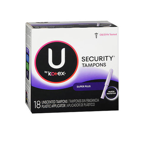 U By Kotex, Kotex Security Tampons With Plastic Applicators Unscented Super Plus Absorbency, 18 each U By Kotex