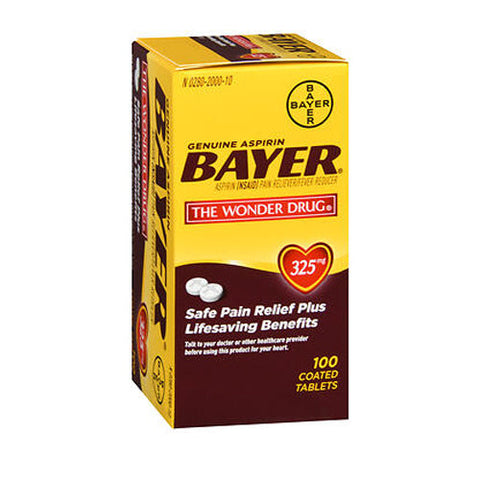 Bayer, Genuine Aspirin Pain Reliever Fever Reducer Coated Tablets, 325 Mg, 100 Count Bayer
