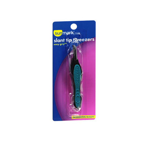 Sunmark, Easy Grip Slant Tip Tweezers, 1 each Sunmark