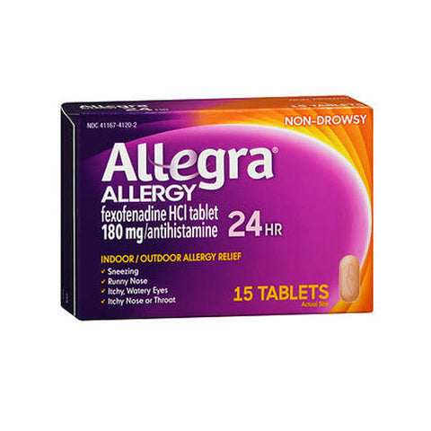 Allegra, Allergy 24 Hr Fexofenadine Hcl Antihistamine Tablets, 180 Mg, 15 Count Allegra
