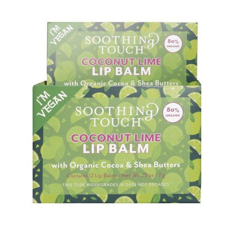 Soothing Touch, Coconut Lime Vegan Lip Balm, Coconut Lime .25 OZ(case of 12) Soothing Touch