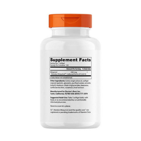 Doctors Best, Ubiquinol Featuring Kanekas QH, 200 mg, 120 Softgels Doctors Best