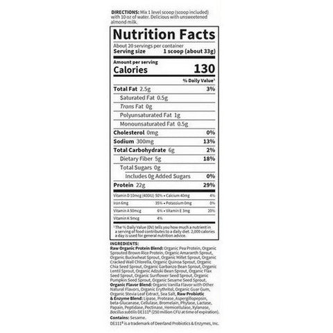 Garden of Life, Raw Organic Protein Powder Vanilla, Vanilla 631 g