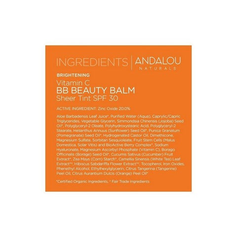 Andalou Naturals, Brightening Vitamin C Beauty Balm Sheer Tint Spf 30, 2 Oz