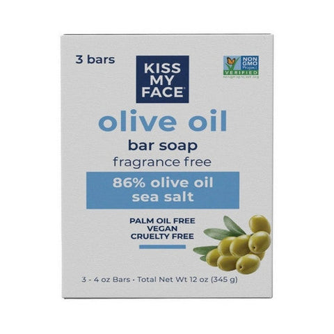 Kiss My Face, Olive Oil Bar Soap Fragrance Free, 3 X 4 Oz Kiss My Face