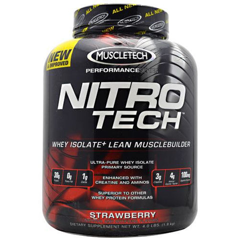 Muscletech, Nitro Tech Performance Series Whey Isolate, Strawberry 4 lbs Muscletech