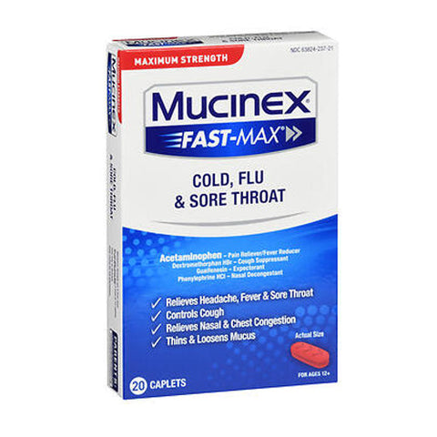 Mucinex, Fast-Max Cold Flu Sore Throat, 20 Caplets Mucinex