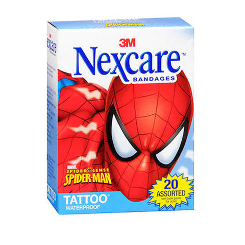 Nexcare, Tattoo Waterproof Bandages Spider-Man Assorted Sizes, 20 Each Nexcare