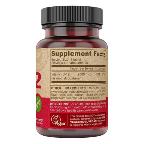 Deva Vegan Vitamins, Vegan Sublingual B-12, 2500 mcg, 90 Tabs Deva Vegan Vitamins
