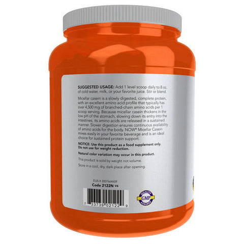 Now Foods, Instantized Micellar Casein Unflavored, 1.8 lbs Now Foods