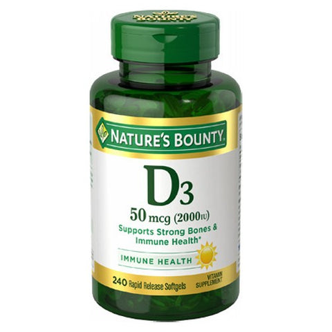 Nature's Bounty, Vitamin D3, 2000 IU, 240 Softgels Nature's Bounty