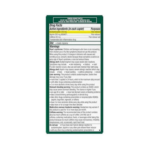 Excedrin, Excedrin Migraine Caplets, 100 Caps