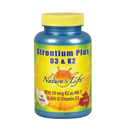 Nature's Life, Strontium Plus D3 And K2, 60 Tabs Nature's Life