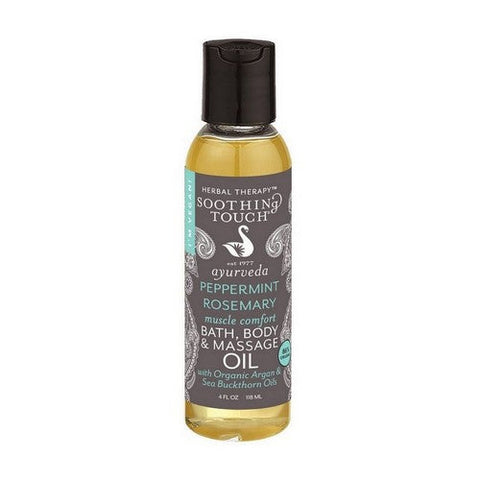Soothing Touch, Ayurveda Bath Body And Massage Oil Peppermint Rosemary, 4 Oz Soothing Touch