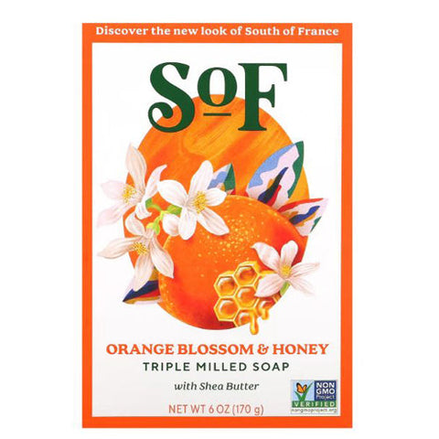 South Of France Soaps, Triple Milled Soap Bar Orange Blossom Honey, Orange Blossom Honey 6 oz South Of France Soaps