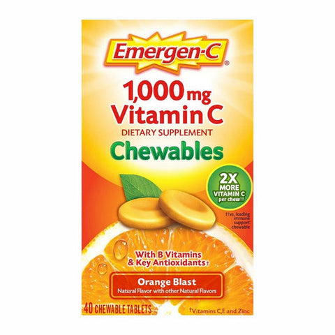 Emergen-C, Vitamin C Chewables Orange Blast, 1000 mg, 40 Tablets Emergen-C