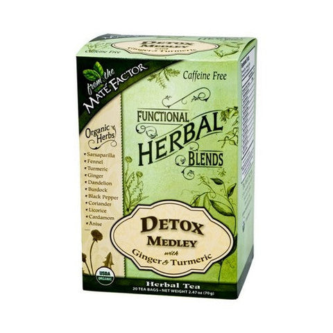 The Mate Factor, Detox Medley Tea With Ginger And Turmeric, 20 Count