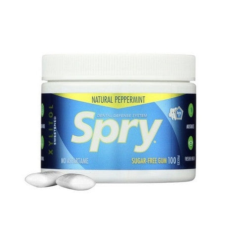 Xlear Inc, Spry Dental Defense Sugar Free Gum With Xylitol Natural Peppermint, 100 Pieces