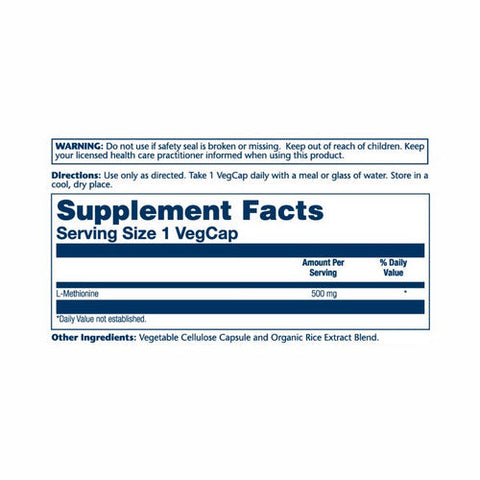 Solaray, L-Methionine, 500 mg, 30 Caps
