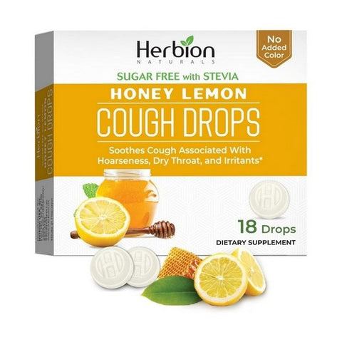 Herbion Naturals, Cough Drops Suger Free Honey Lemon Lozenges, Sugar Free Honey Lemon 18 Lozenges