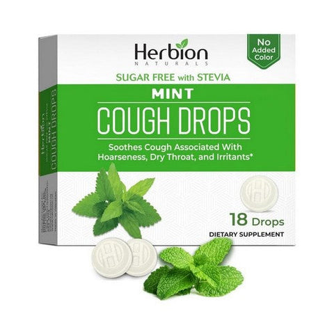 Herbion, Cough Drops Sugar Free Mint, 18 Lozenges Herbion