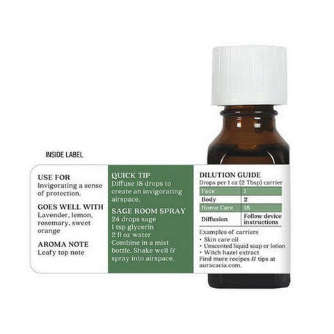 Aura Cacia, Essential Oil Sage, (salvia officinalis) 0.5 Fl Oz Aura Cacia