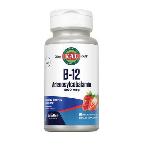 Kal, B-12 Adenosylcobalamin Activmelt Strawberry, 1000 Mcg, 90 Count Kal
