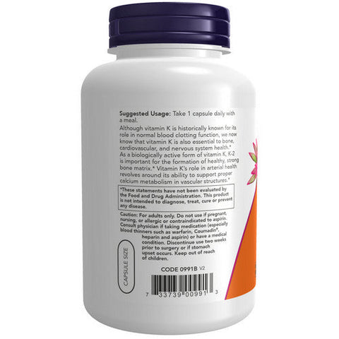 Now Foods, Vitamin K-2, 100 mcg, 250 Veg Caps Now Foods