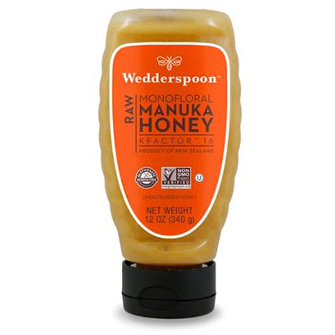 Wedderspoon, Monofloral Raw Manuka Honey KFactor 16 Unpasteurized, 12 Oz