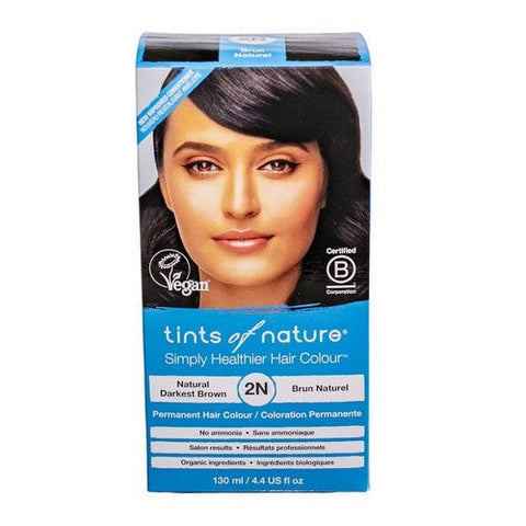 Tints of Nature, Permanent Hair Colour 2N Natural Darkest Brown, 2N Natural Darkest Brown 4.4 Oz