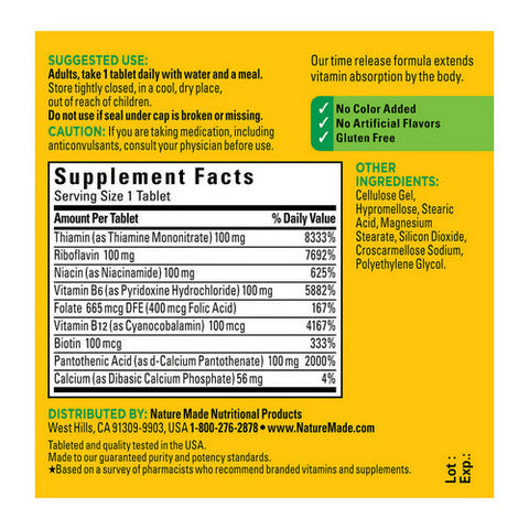 Nature Made, Nature Made Balanced Vitamin B-100 Complex Tablets, 60 Tabs Nature Made