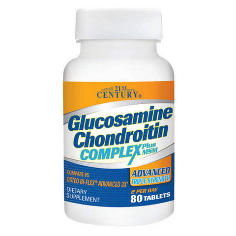 21st Century, 21st Century Glucosamine Chondroitin Complex Plus MSM Tablets Advanced Triple Strength, 80 Tabs 21st Century