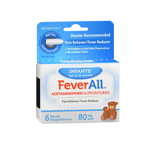 Feverall, Infants Acetaminophen Suppositories, 6 UNIT Feverall