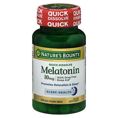 Nature's Bounty, Melatonin Quick Dissolve Tablets, 10 mg, 45 Tabs Nature's Bounty