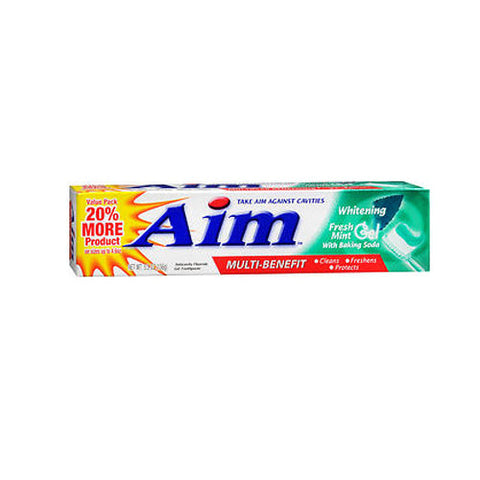 Aim, Whitening Anticavity Fluoride Toothpaste Gel Fresh Mint, 5.5 Oz Aim