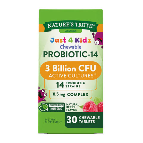 Nature's Truth, Kid'S Probiotic-10 Complex Natural Berry Flavor, 13 mg, 30 Tabs Nature's Truth