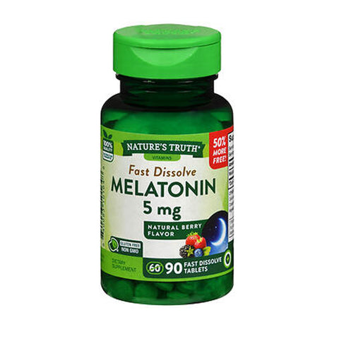 Nature's Truth, Melatonin Fast Dissolve Tabs Natural Berry Flavor, 5 Mg, 90 Tabs Nature's Truth