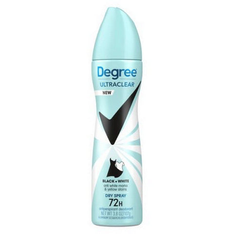 Axe, Degree MotionSense Dry Spray Antiperspirant UltraClear Black + White Pure Clean, 3.8 Oz Degree