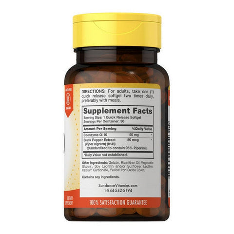 Sundance, Absorbable CoQ10 Capsules, 50 mg, 30 Caps
