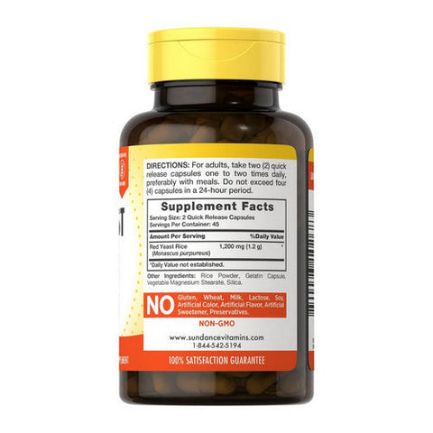 Sundance, Red Yeast Rice Quick Release Capsules, 600 mg, 90 Caps