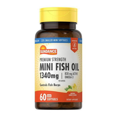 Fish Oil Omega-3 Mini Softgels Natural Lemon 60 Tabs by Sundance