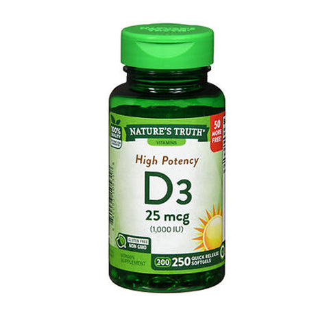 Nature's Truth, D3 Vitamin Softgels, 1000 IU, 250 Caps Nature's Truth