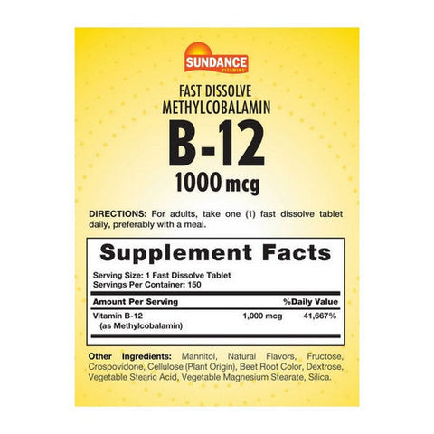 Sundance, B-12 Fast Dissolve Tablets, 1000 mcg, 150 Tabs