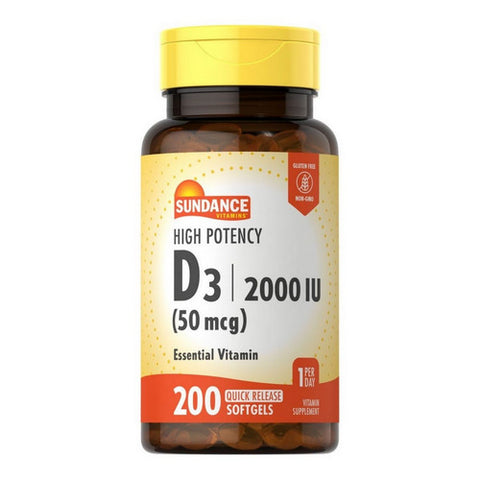 Sundance, High Potency D3 Quick Release Softgels, 2000 IU, 200 Caps Sundance