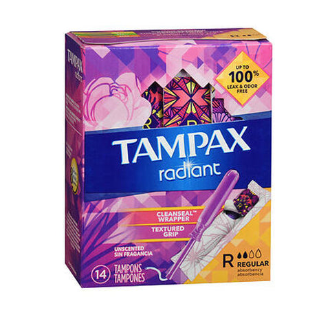 Tampax, Radiant Tampons Regular Absorbency Unscented, 14 Each Tampax