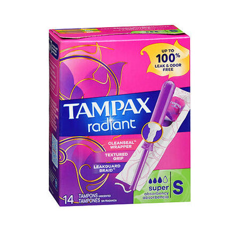 Tampax, Radiant Tampons Super Absorbency Unscented, 14 Each Tampax