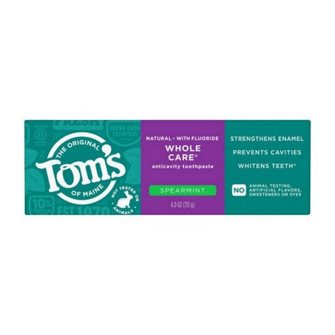 Tom's Of Maine, Wholecare Toothpaste, Spearmint 4 Oz Tom's Of Maine