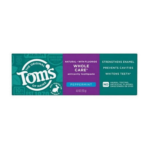 Tom's Of Maine, Wholecare Toothpaste, Peppermint 4 Oz