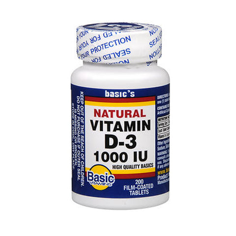 Basic Vitamins, Vitamin D-3, 1000 IU, 200 Tabs Basic Vitamins